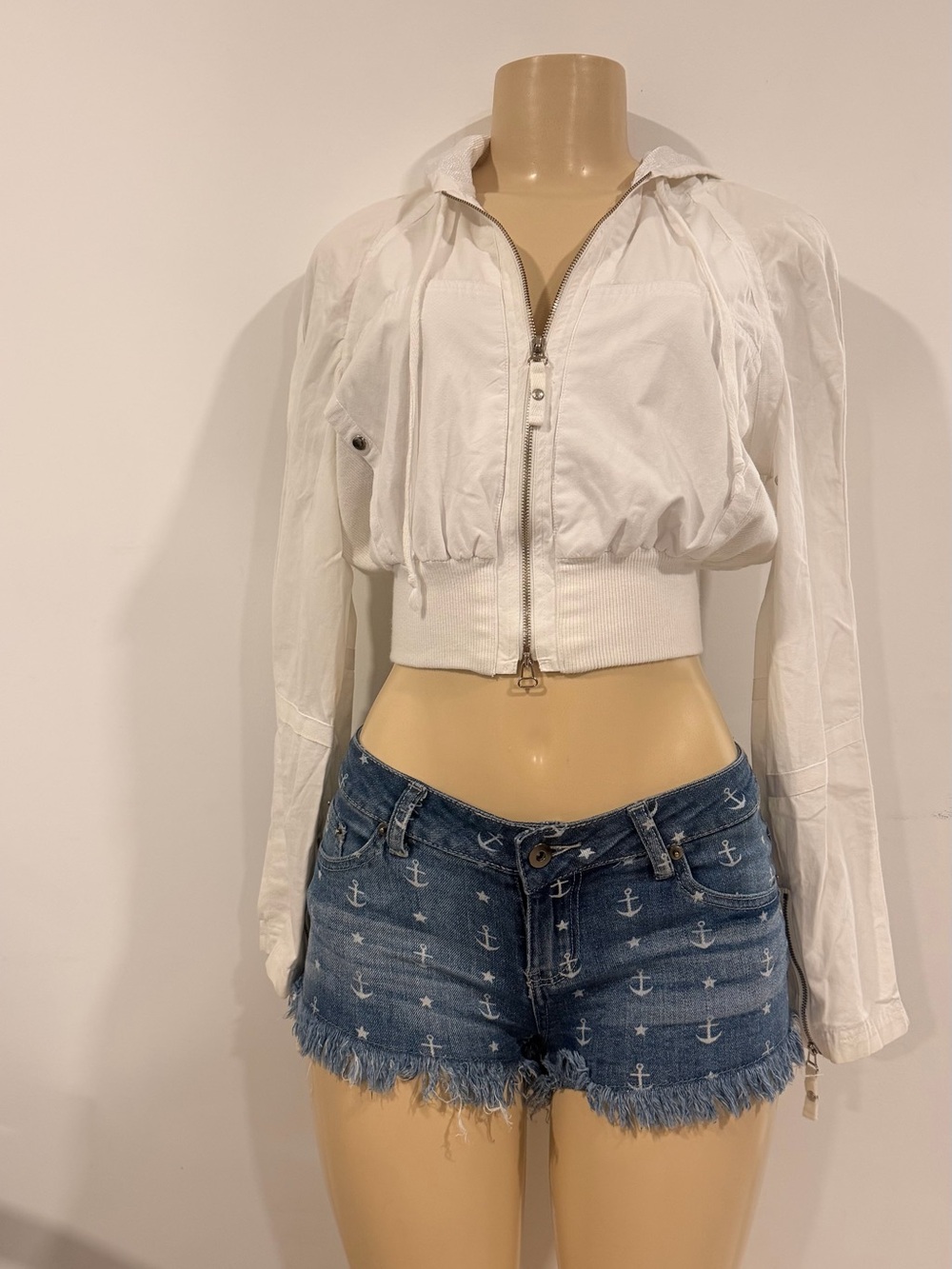 bebe sport White Cropped Zip Hoodie Jacket Y2K